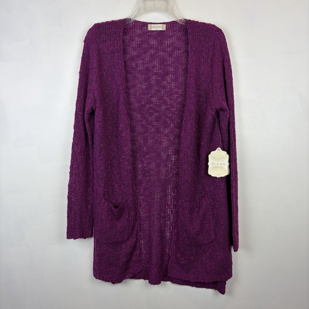 Altard State Cardigan Sweater Womens Medium Open Knit Plum Purple Office Career
